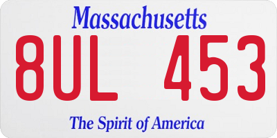 MA license plate 8UL453