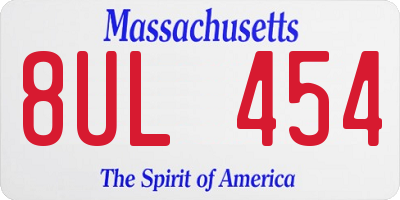 MA license plate 8UL454