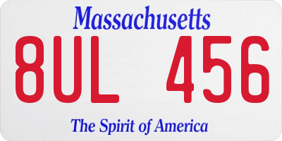 MA license plate 8UL456