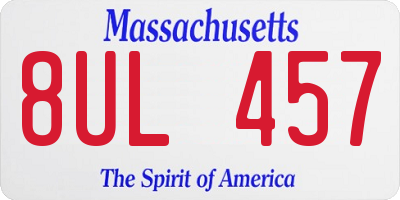 MA license plate 8UL457