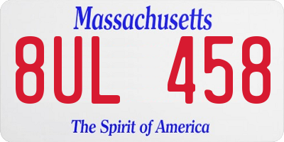 MA license plate 8UL458