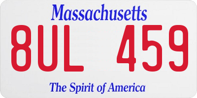 MA license plate 8UL459