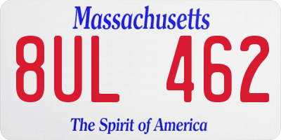 MA license plate 8UL462