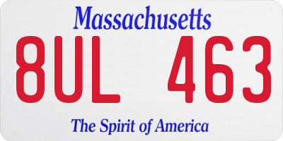 MA license plate 8UL463