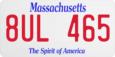 MA license plate 8UL465