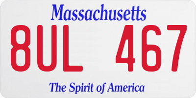 MA license plate 8UL467
