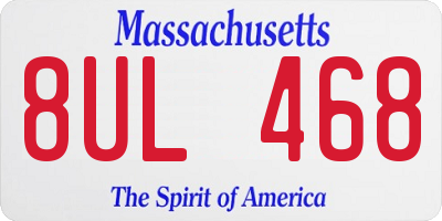 MA license plate 8UL468