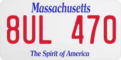 MA license plate 8UL470