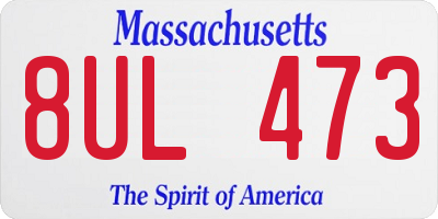 MA license plate 8UL473
