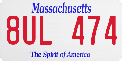 MA license plate 8UL474