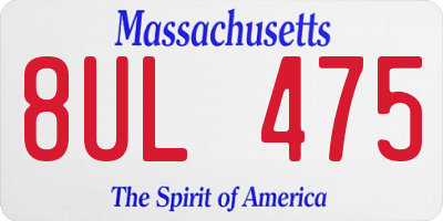 MA license plate 8UL475