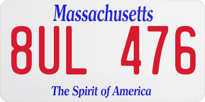 MA license plate 8UL476