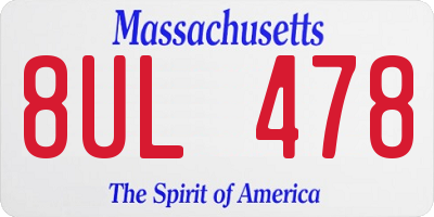 MA license plate 8UL478