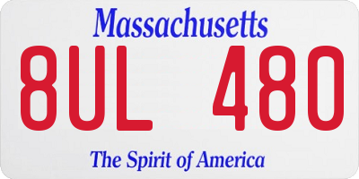 MA license plate 8UL480