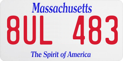 MA license plate 8UL483