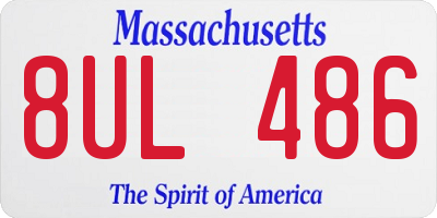MA license plate 8UL486