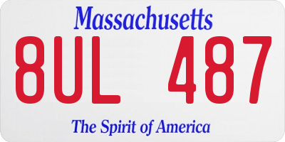MA license plate 8UL487