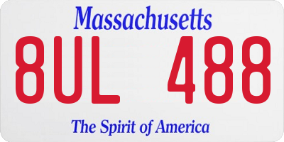 MA license plate 8UL488