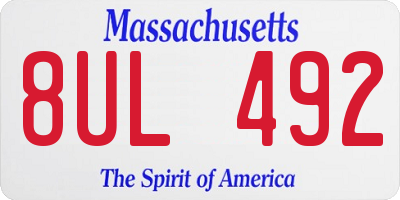 MA license plate 8UL492
