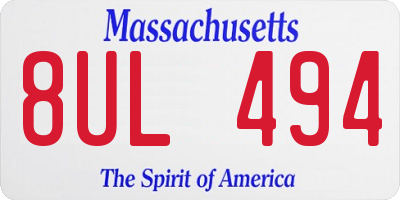 MA license plate 8UL494