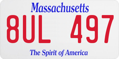 MA license plate 8UL497