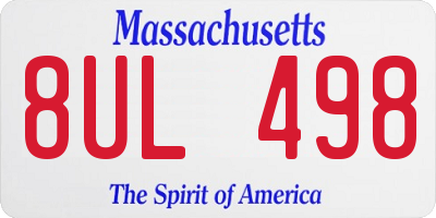 MA license plate 8UL498