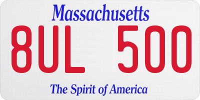 MA license plate 8UL500