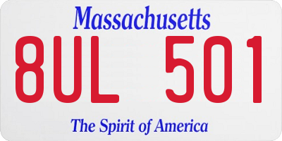 MA license plate 8UL501