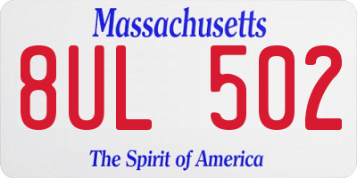 MA license plate 8UL502