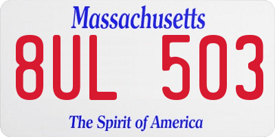 MA license plate 8UL503