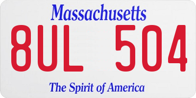 MA license plate 8UL504