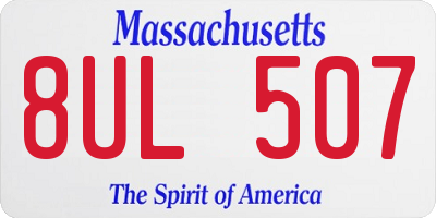 MA license plate 8UL507