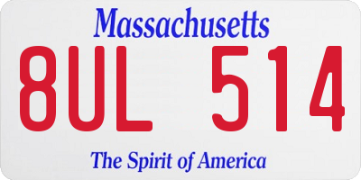MA license plate 8UL514