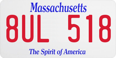 MA license plate 8UL518