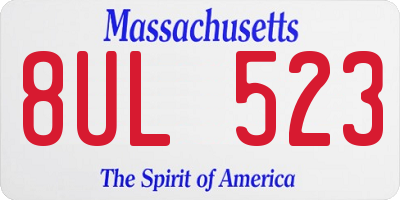 MA license plate 8UL523
