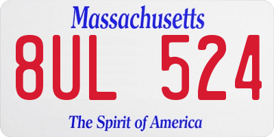 MA license plate 8UL524