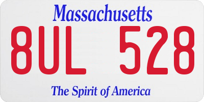 MA license plate 8UL528