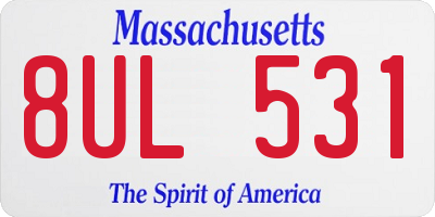 MA license plate 8UL531