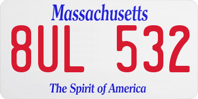 MA license plate 8UL532