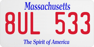 MA license plate 8UL533