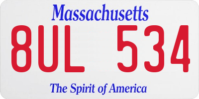 MA license plate 8UL534