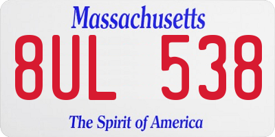 MA license plate 8UL538