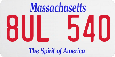 MA license plate 8UL540