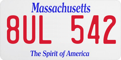 MA license plate 8UL542