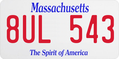 MA license plate 8UL543