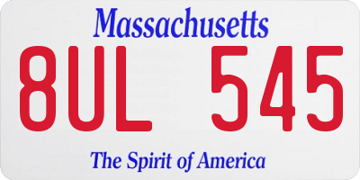 MA license plate 8UL545