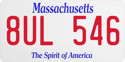 MA license plate 8UL546