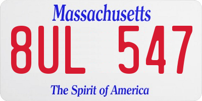 MA license plate 8UL547