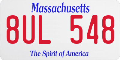 MA license plate 8UL548