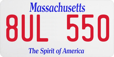 MA license plate 8UL550